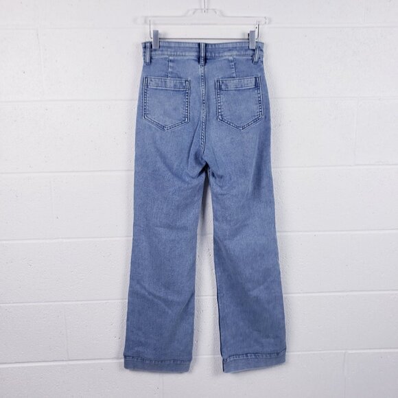 Faherty Women's Stretch Terry Patch Pocke Flare Jeans Light Wash Size 26 - Picture 2 of 11